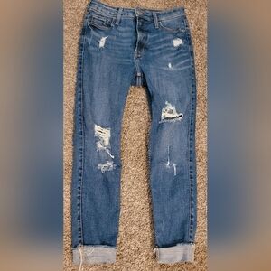 Distressed Blue Jeans